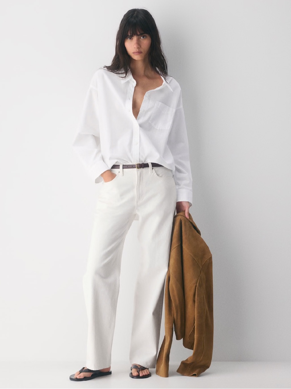 Aritzia Wilfred Free White Relaxed Poplin Button-Down Shirt 100% Cotton NWT